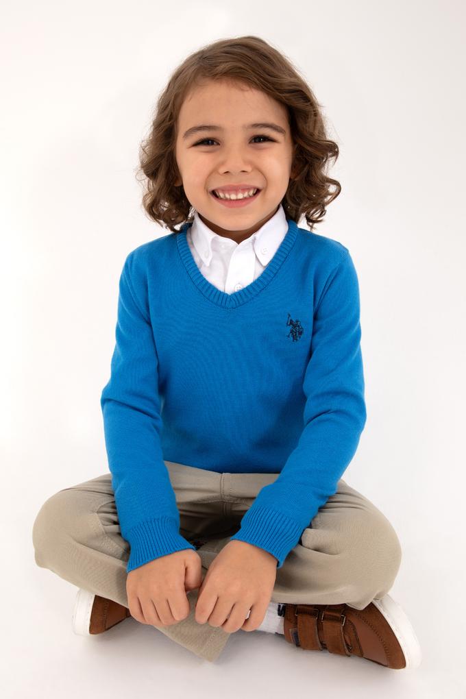 Erkek Çocuk Kobalt Mavi Basic Kazak