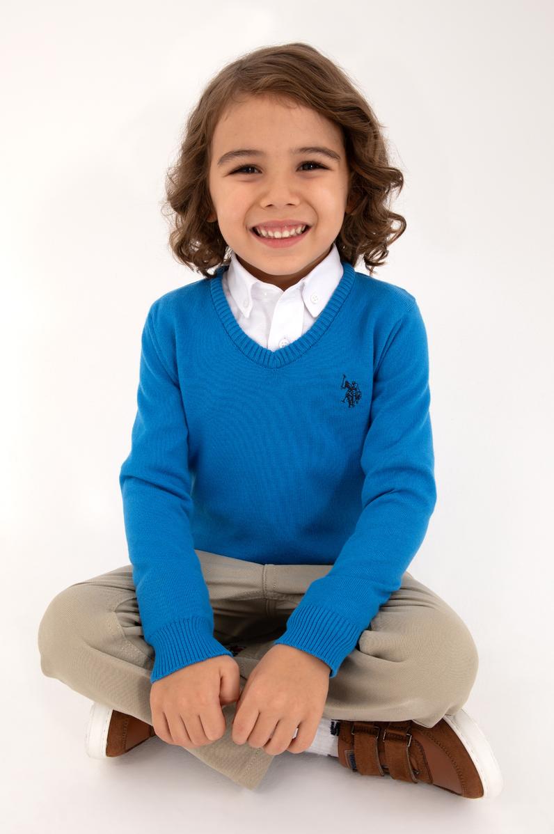 Erkek Çocuk Kobalt Mavi Basic Kazak
