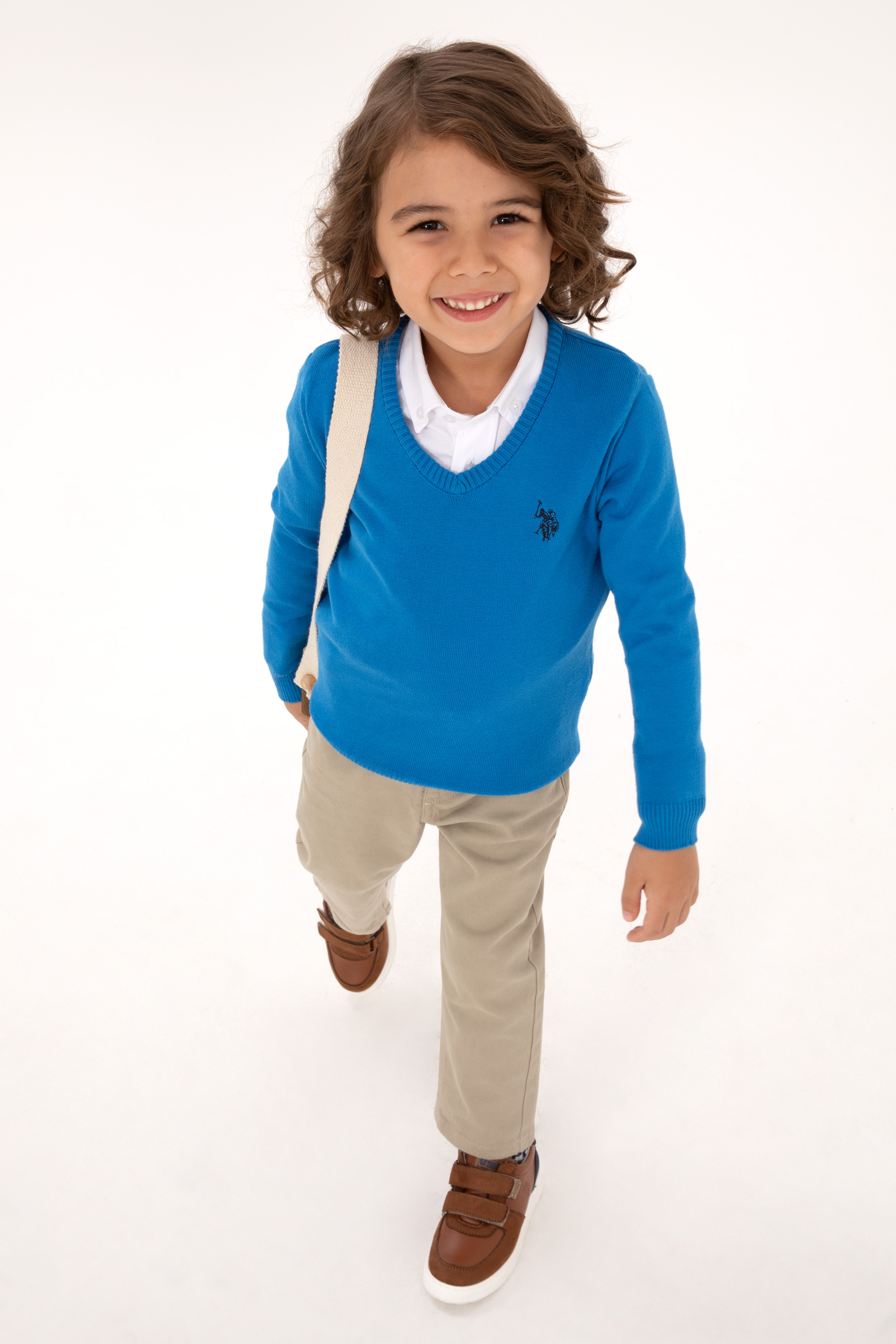 ژاکت بافتنی یقه هفتآبی کبالت اندامی پسرانه یو اس پولو | U.S. Polo Assn. - تصویر 2