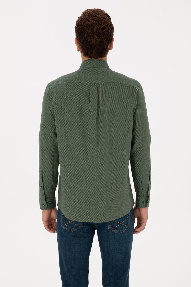 Erkek Koyu Yeşil Uzun Kollu Gömlek - 50308491017