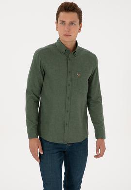 Erkek Koyu Yeşil Uzun Kollu Gömlek - 50308491017