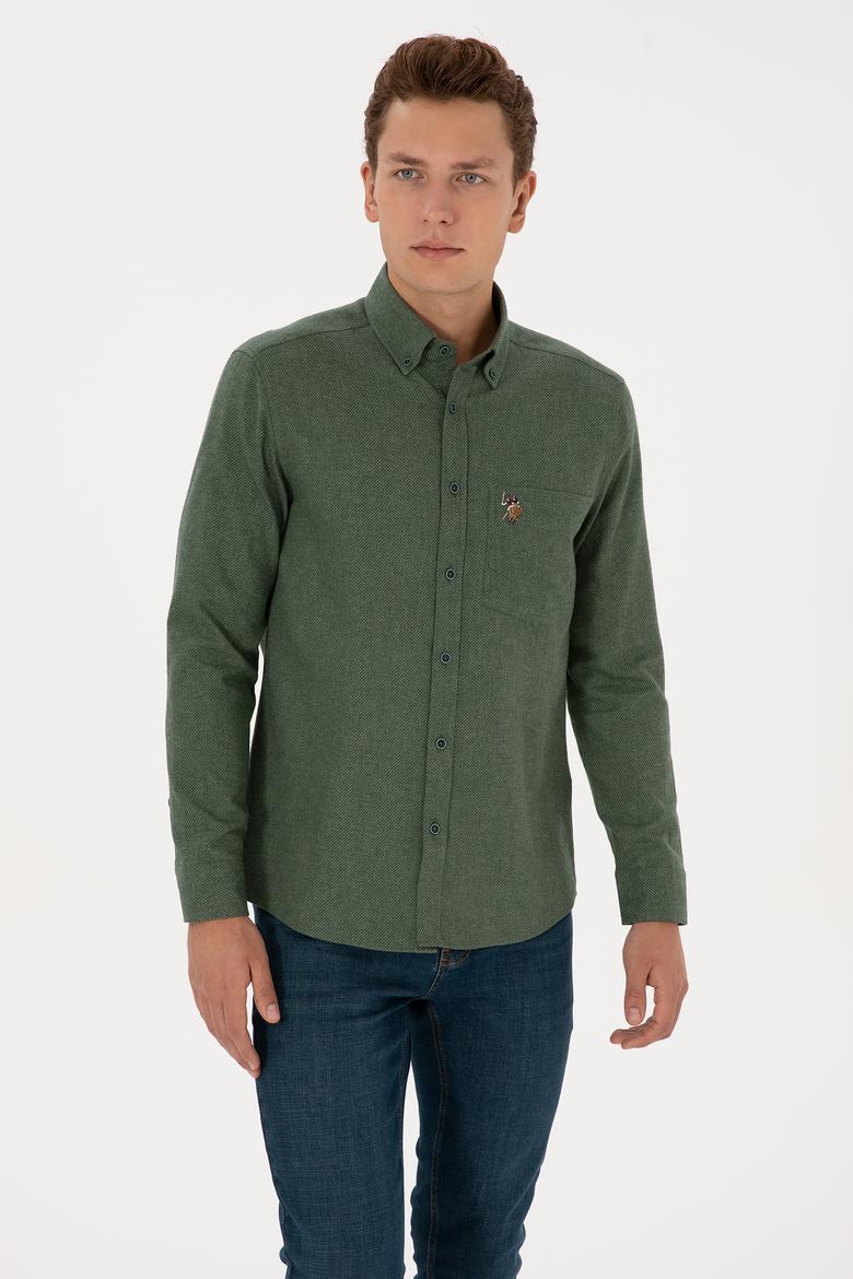 Erkek Koyu Yeşil Uzun Kollu Gömlek - 50308491017