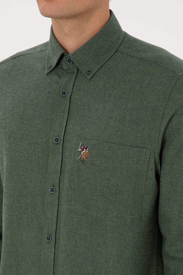 Erkek Koyu Yeşil Uzun Kollu Gömlek - 50308491017