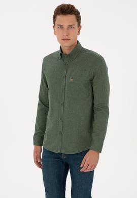 Erkek Koyu Yeşil Uzun Kollu Gömlek - 50308491017