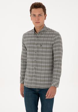 Erkek Koyu Yeşil Uzun Kollu Gömlek - 50308563005