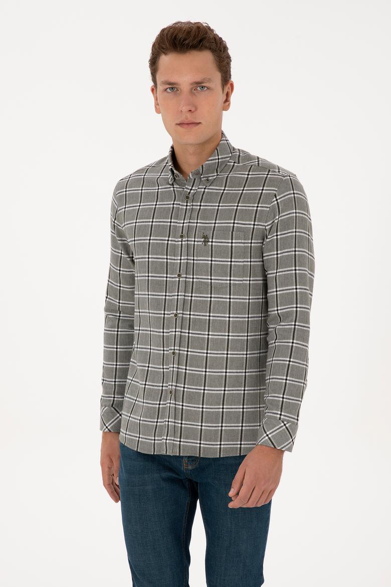 Erkek Koyu Yeşil Uzun Kollu Gömlek - 50308563005