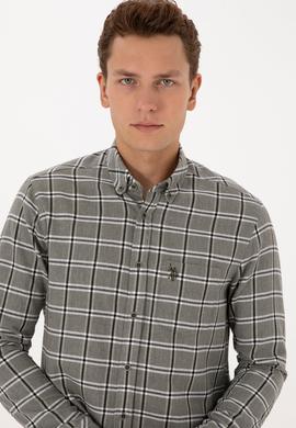 Erkek Koyu Yeşil Uzun Kollu Gömlek - 50308563005