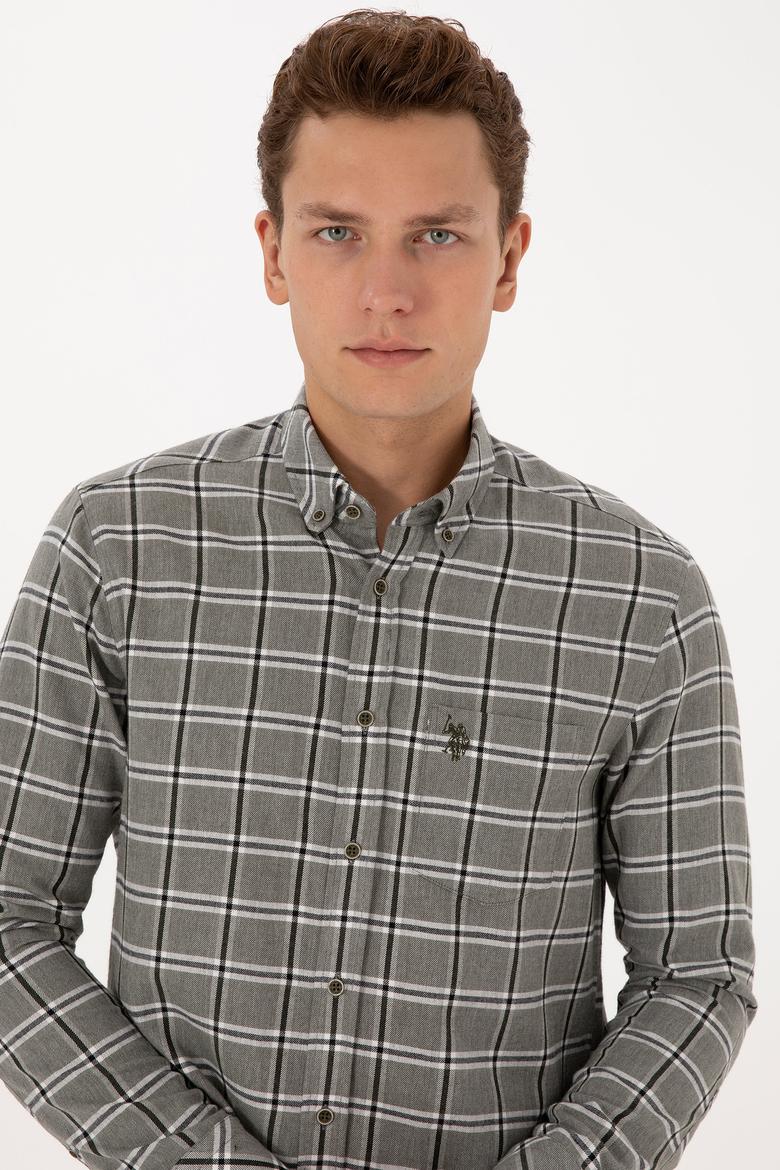 Erkek Koyu Yeşil Uzun Kollu Gömlek - 50308563005