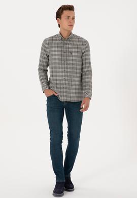 Erkek Koyu Yeşil Uzun Kollu Gömlek - 50308563005