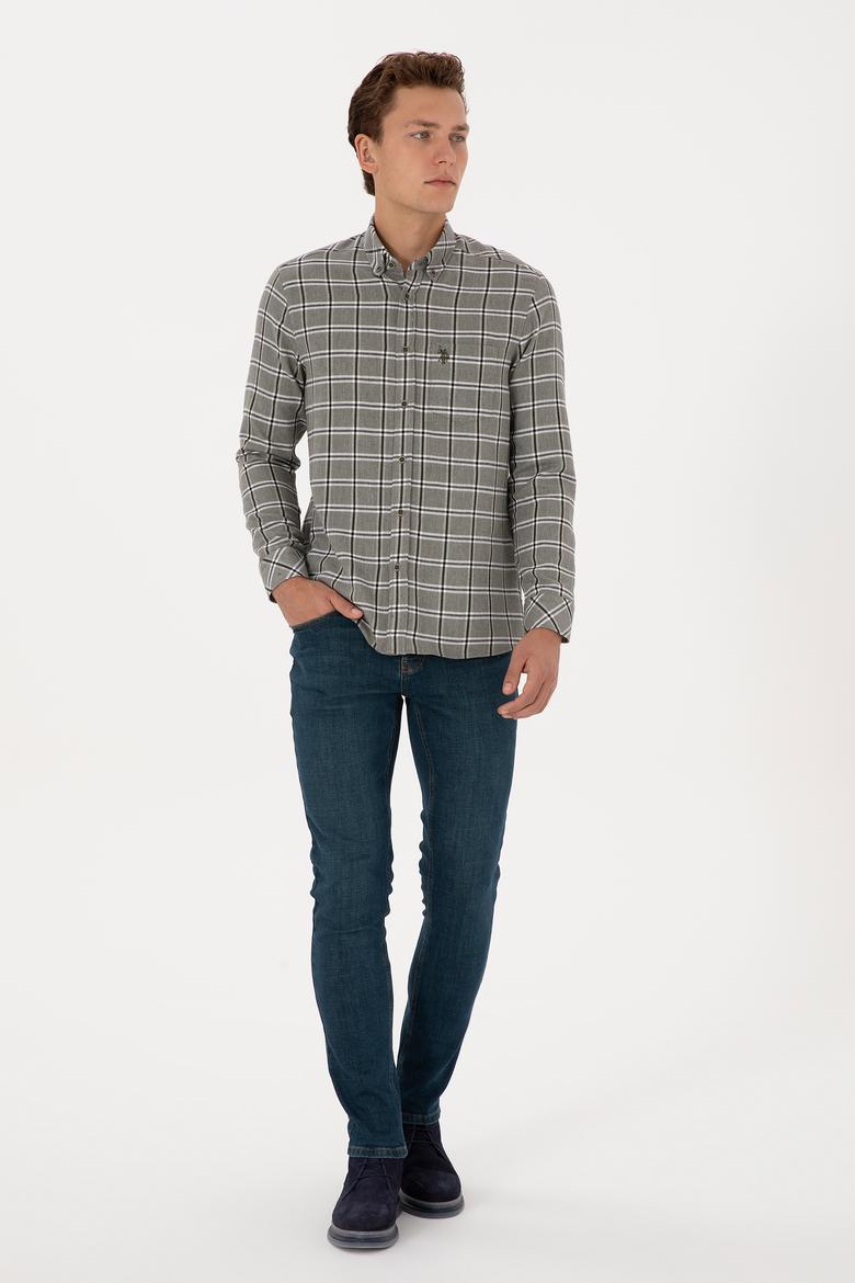 Erkek Koyu Yeşil Uzun Kollu Gömlek - 50308563005