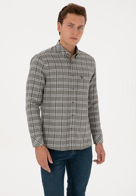 Erkek Koyu Yeşil Uzun Kollu Gömlek - 50308563005