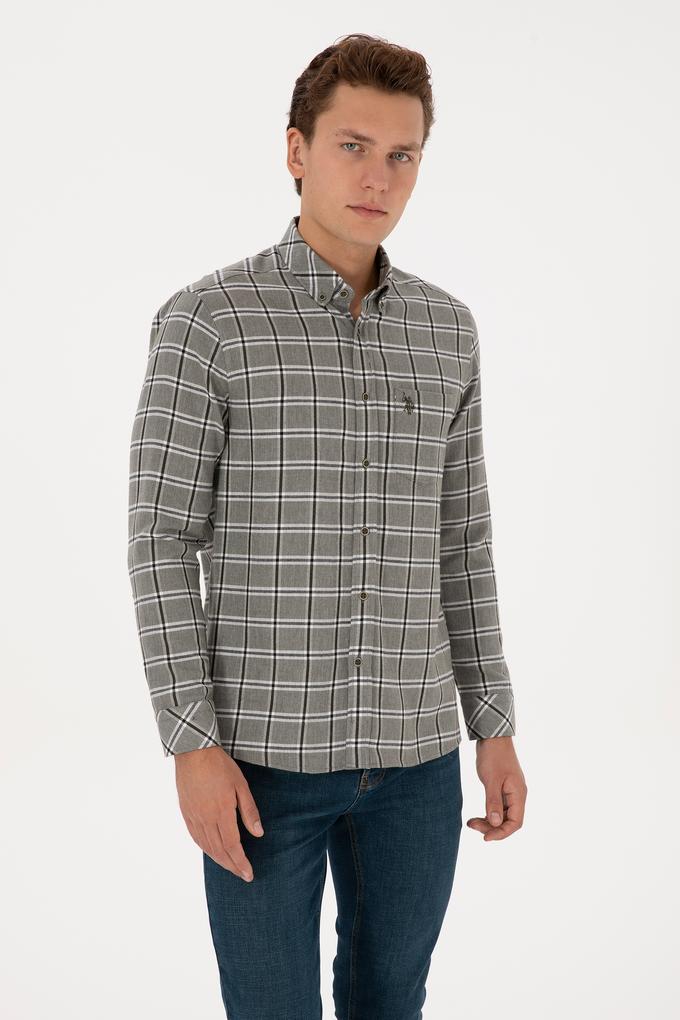 Erkek Koyu Yeşil Uzun Kollu Gömlek