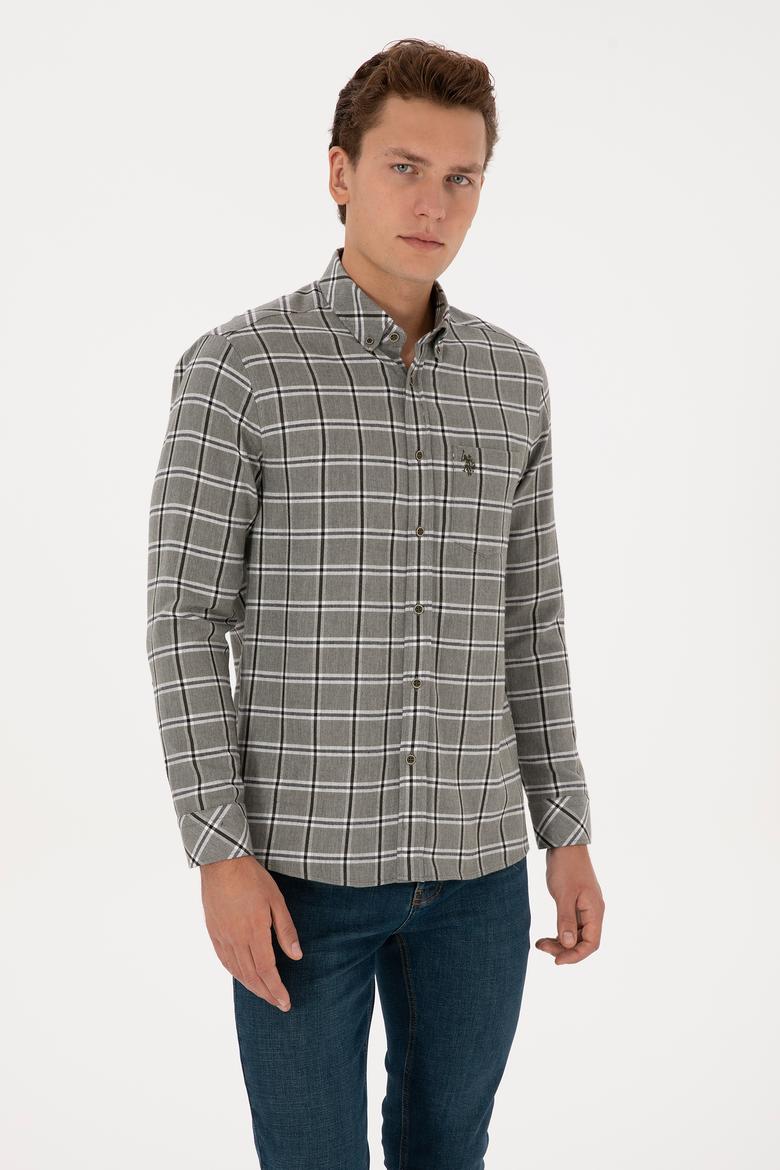 Erkek Koyu Yeşil Uzun Kollu Gömlek