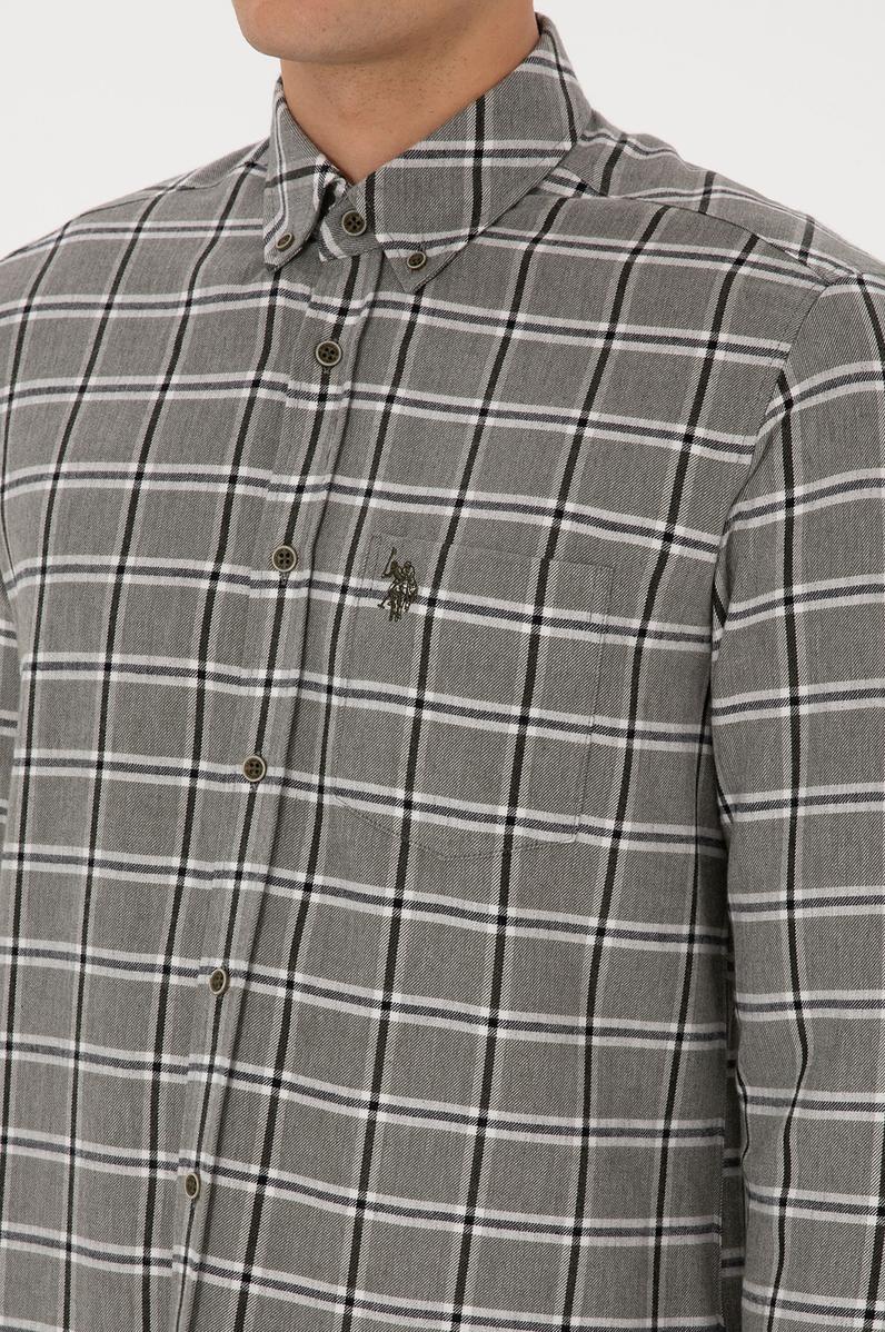 Erkek Koyu Yeşil Uzun Kollu Gömlek