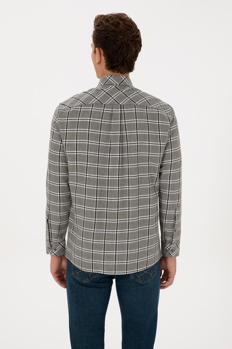 Erkek Koyu Yeşil Uzun Kollu Gömlek - 50308563005