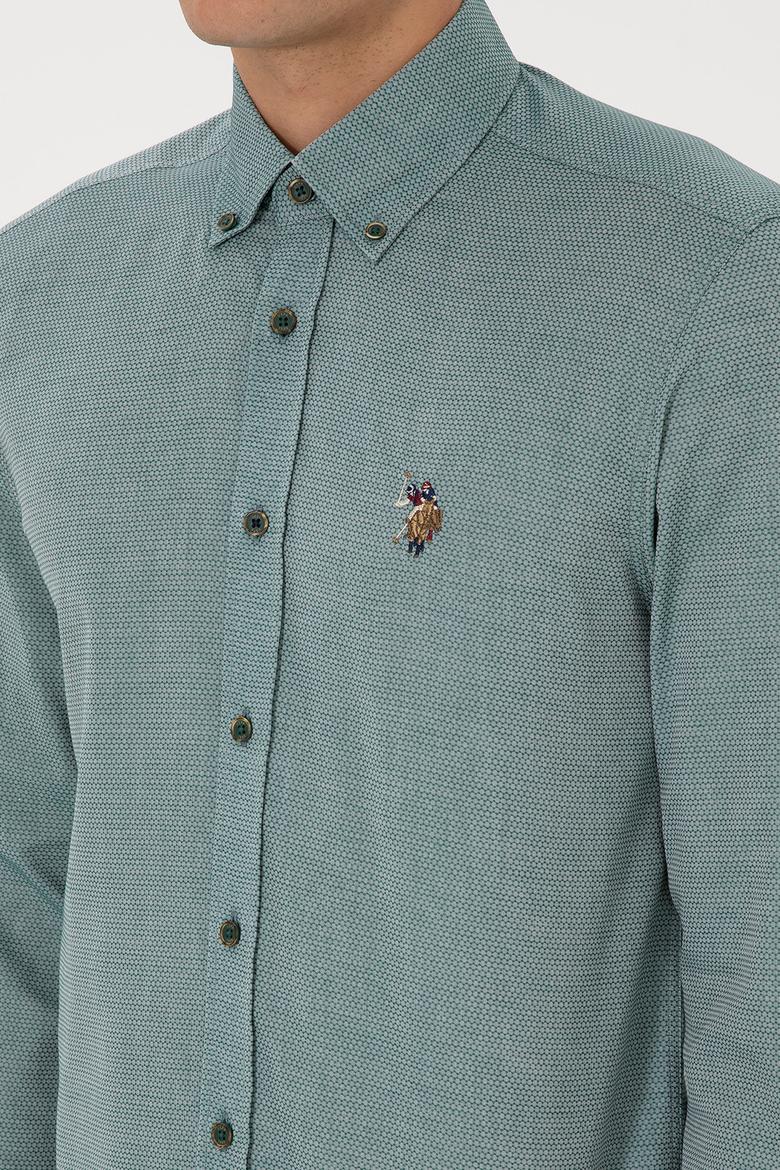 Erkek Koyu Yeşil Uzun Kollu Basic Gömlek - 50307677051