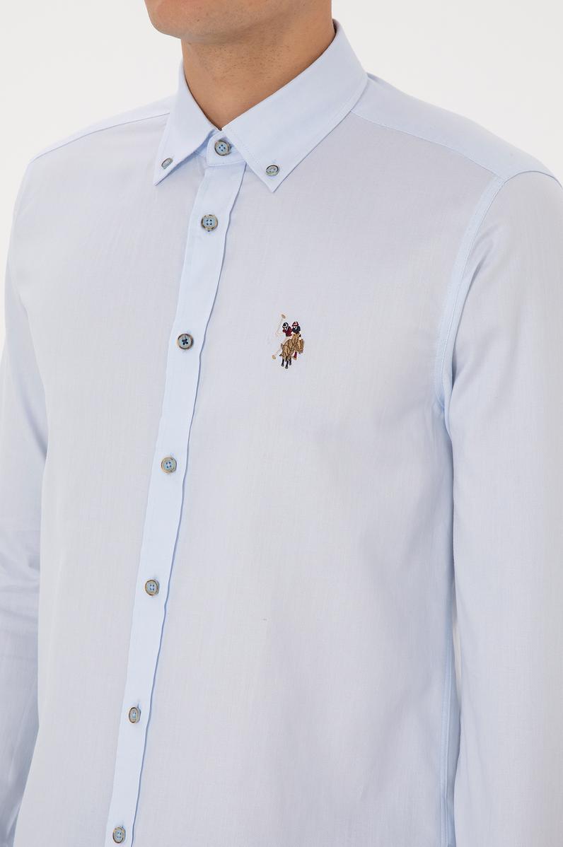 Erkek Açık Mavi Uzun Kollu Basic Gömlek