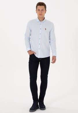 Erkek Açık Mavi Uzun Kollu Basic Gömlek - 50307659017