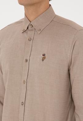 Erkek Haki Uzun Kollu Basic Gömlek - 50307676046