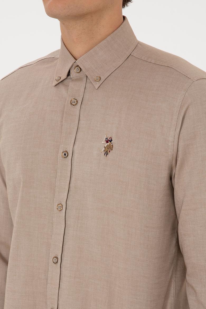 Erkek Haki Uzun Kollu Basic Gömlek - 50307676046