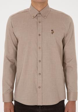 Erkek Haki Uzun Kollu Basic Gömlek - 50307676046