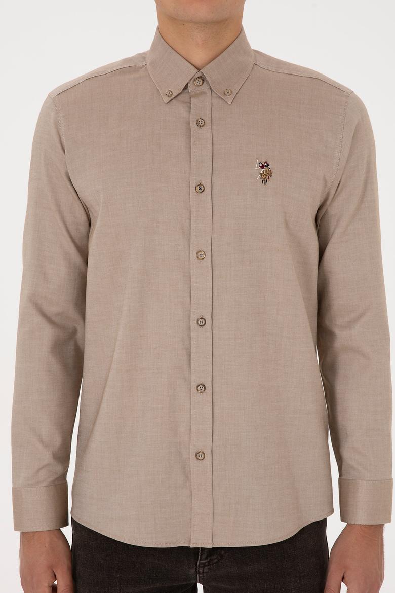 Erkek Haki Uzun Kollu Basic Gömlek - 50307676046