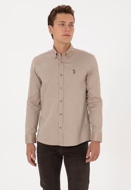 Erkek Haki Uzun Kollu Basic Gömlek - 50307676046