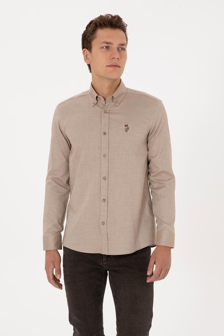 Erkek Haki Uzun Kollu Basic Gömlek - 50307676046