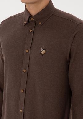 Erkek Kahverengi Uzun Kollu Basic Gömlek - 50307686041