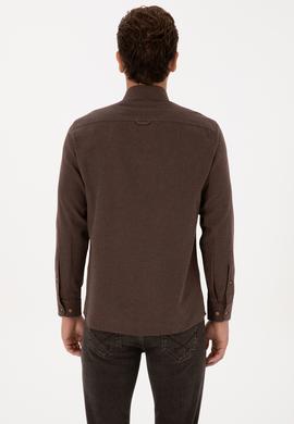 Erkek Kahverengi Uzun Kollu Basic Gömlek - 50307686041