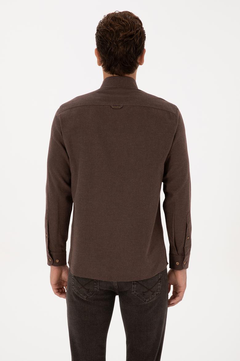 Erkek Kahverengi Uzun Kollu Basic Gömlek - 50307686041