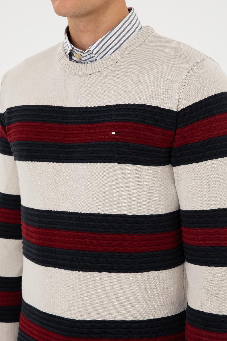 Erkek Regular Fit Bisiklet Yaka Taş Melanj Kazak