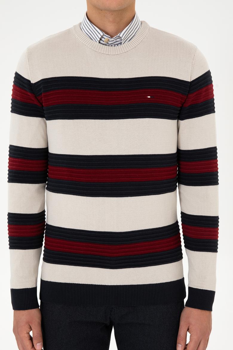 Erkek Regular Fit Bisiklet Yaka Taş Melanj Kazak - 50308263017