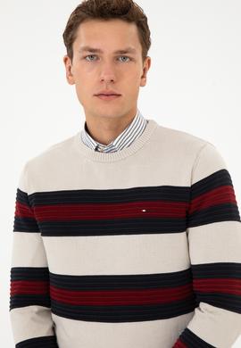 Erkek Regular Fit Bisiklet Yaka Taş Melanj Kazak - 50308263017