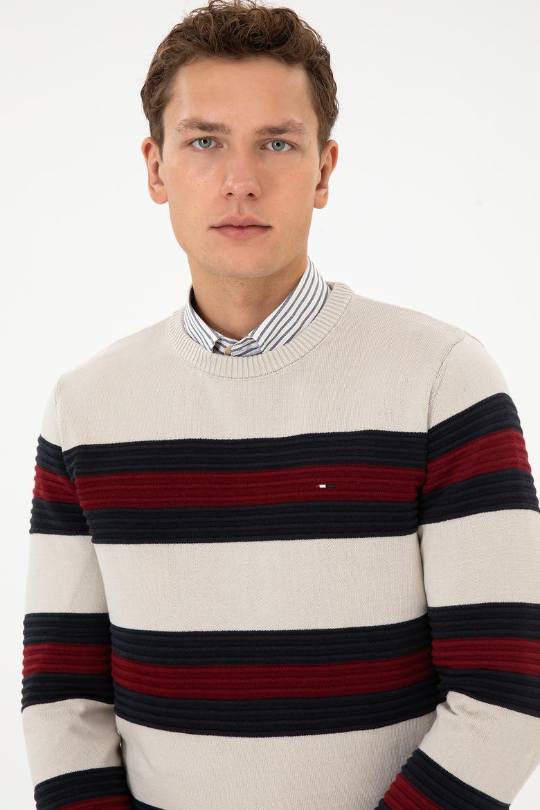 Erkek Regular Fit Bisiklet Yaka Taş Melanj Kazak - 50308263017