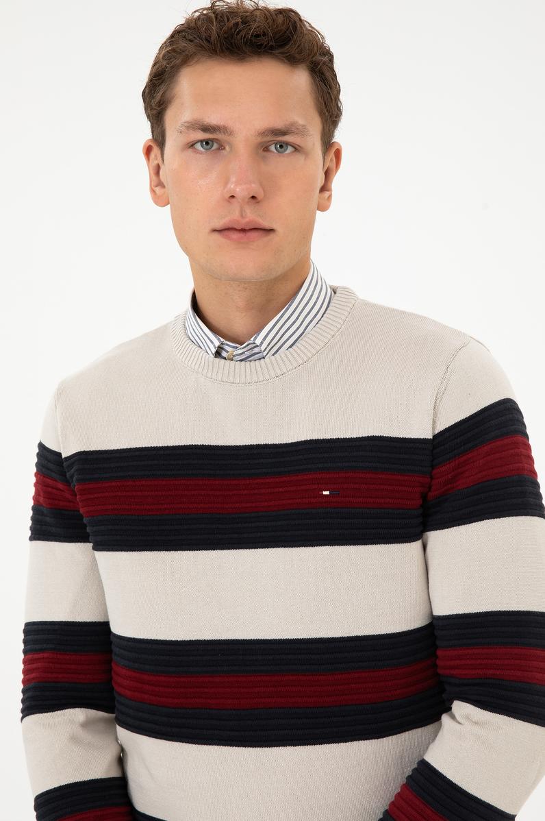 Erkek Regular Fit Bisiklet Yaka Taş Melanj Kazak