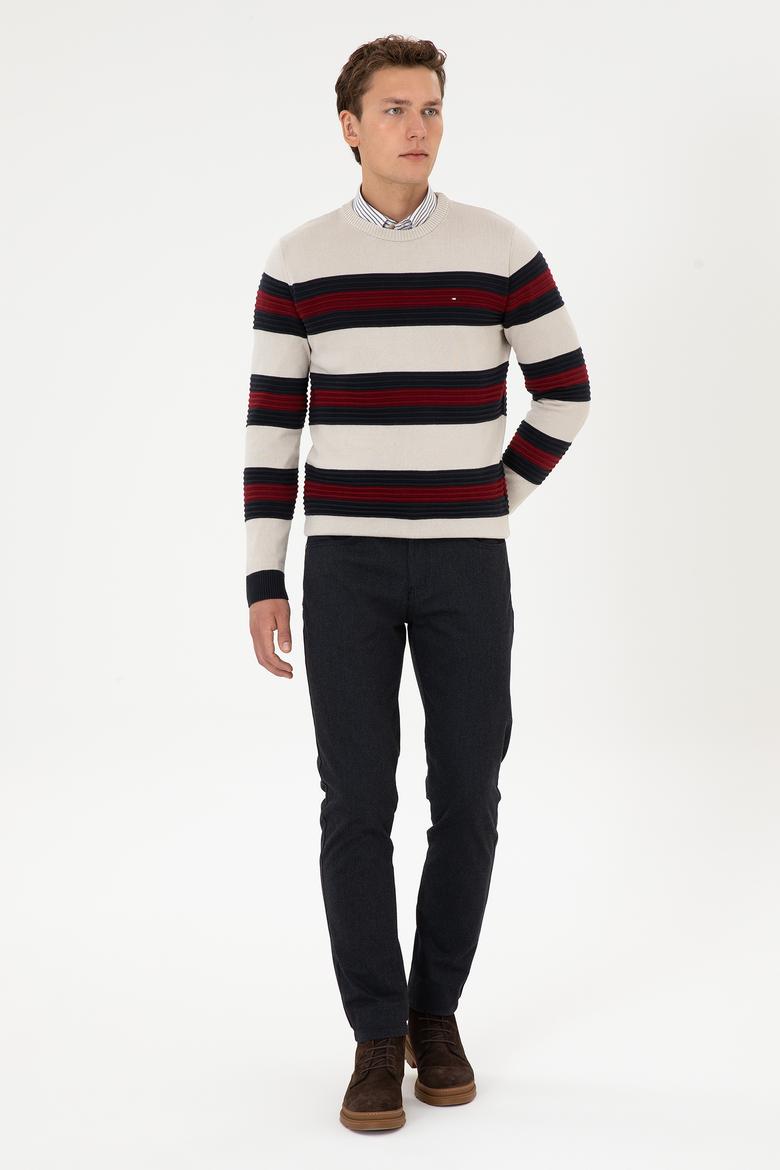 Erkek Regular Fit Bisiklet Yaka Taş Melanj Kazak - 50308263017