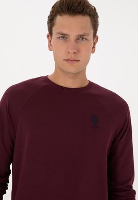 Erkek Regular Fit Bisiklet Yaka Bordo Basic Sweatshirt - 50308103094