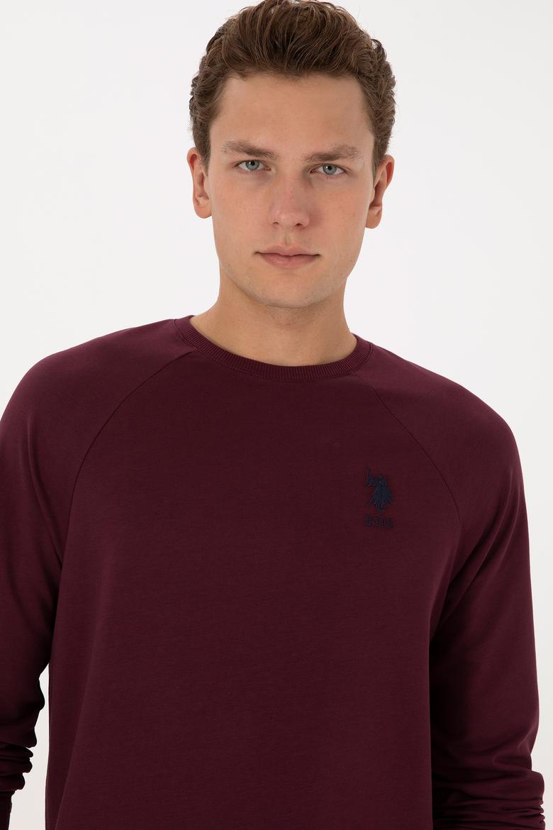 Erkek Regular Fit Bisiklet Yaka Bordo Basic Sweatshirt - 50308103094