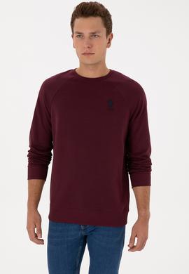 Erkek Regular Fit Bisiklet Yaka Bordo Basic Sweatshirt - 50308103094