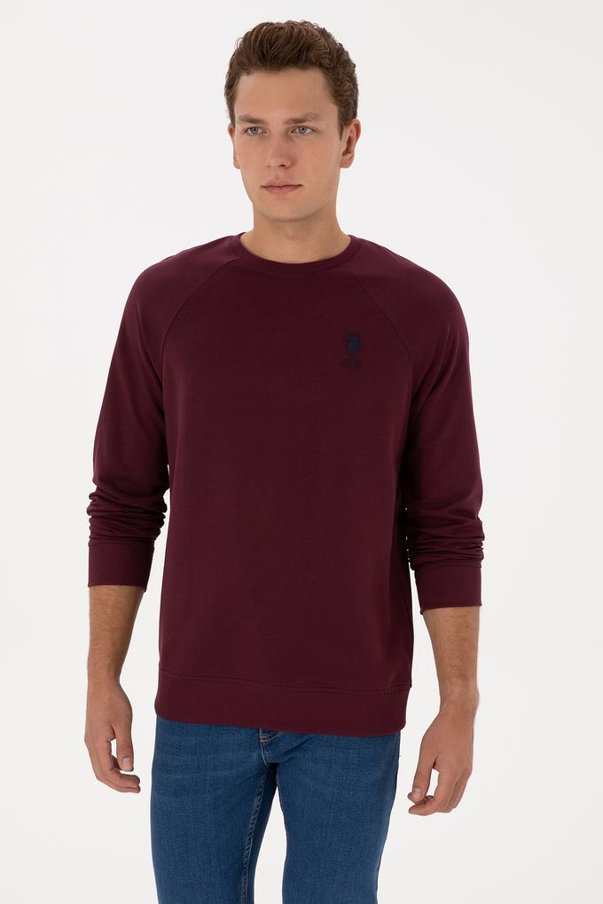 Erkek Regular Fit Bisiklet Yaka Bordo Basic Sweatshirt