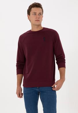 Erkek Regular Fit Bisiklet Yaka Bordo Basic Sweatshirt - 50308103094
