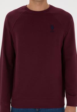 Erkek Regular Fit Bisiklet Yaka Bordo Basic Sweatshirt - 50308103094