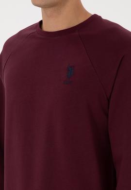 Erkek Regular Fit Bisiklet Yaka Bordo Basic Sweatshirt - 50308103094
