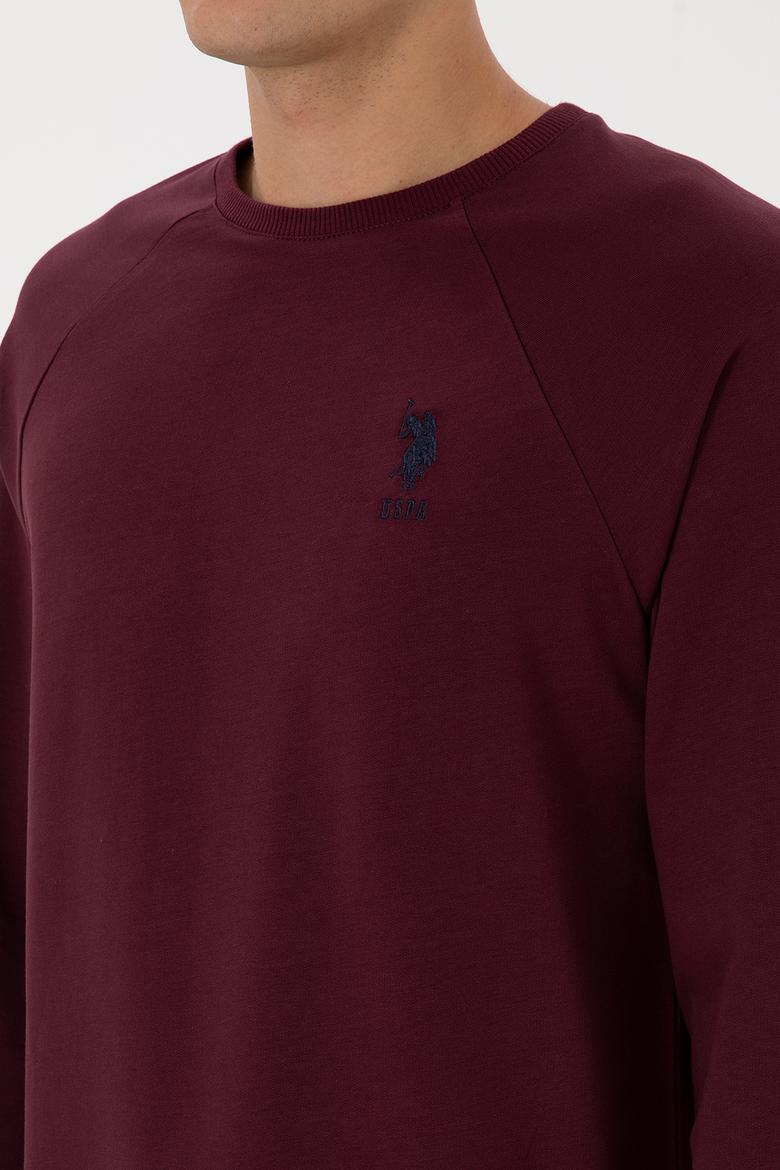 Erkek Regular Fit Bisiklet Yaka Bordo Basic Sweatshirt - 50308103094