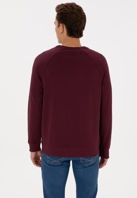 Erkek Regular Fit Bisiklet Yaka Bordo Basic Sweatshirt - 50308103094