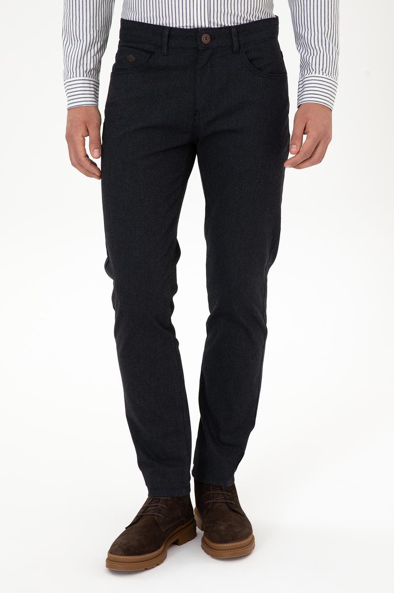 Erkek Lacivert Slim Fit Kanvas / Chino Pantolon