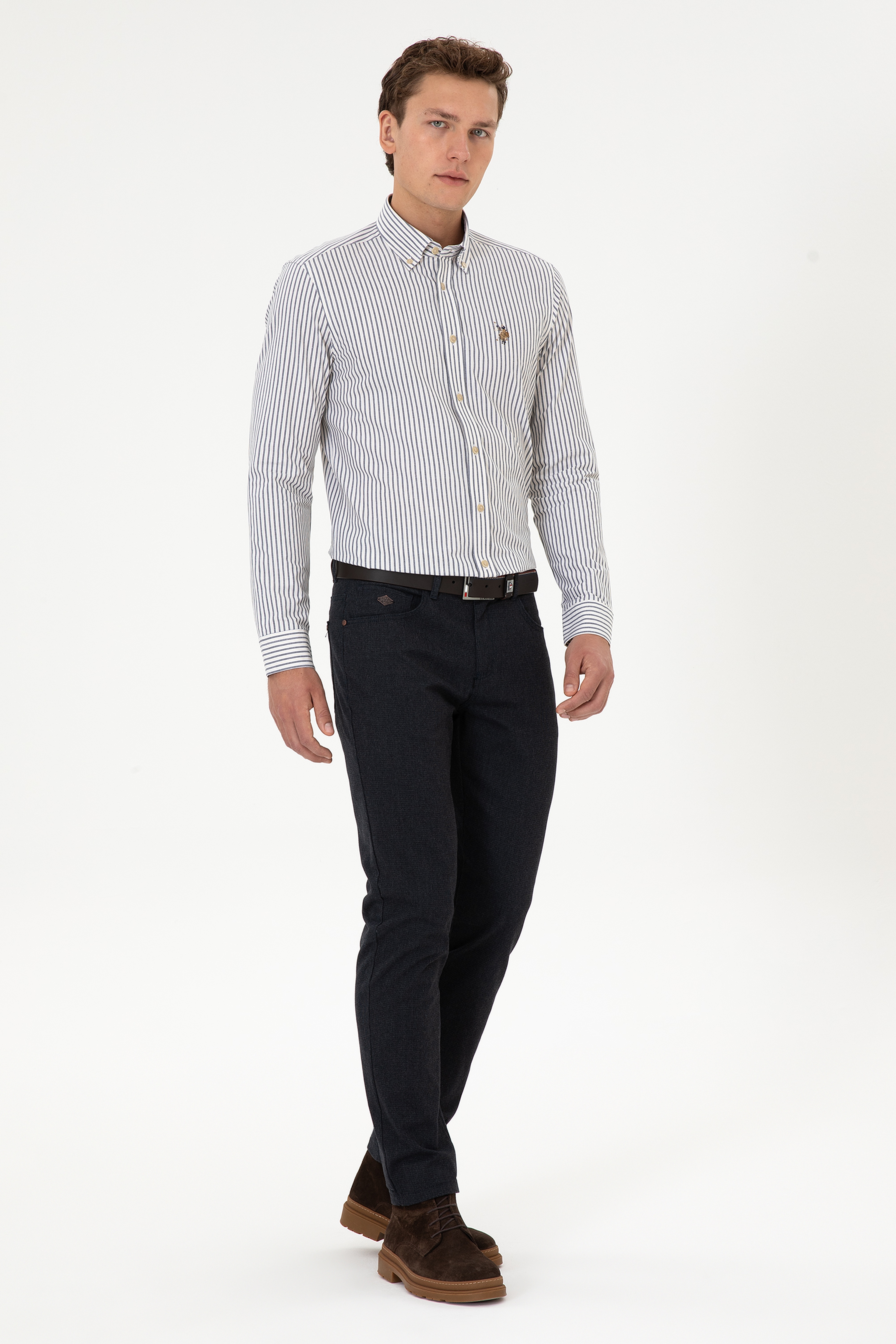 Erkek Lacivert Slim Fit Kanvas / Chino Pantolon - Image 1