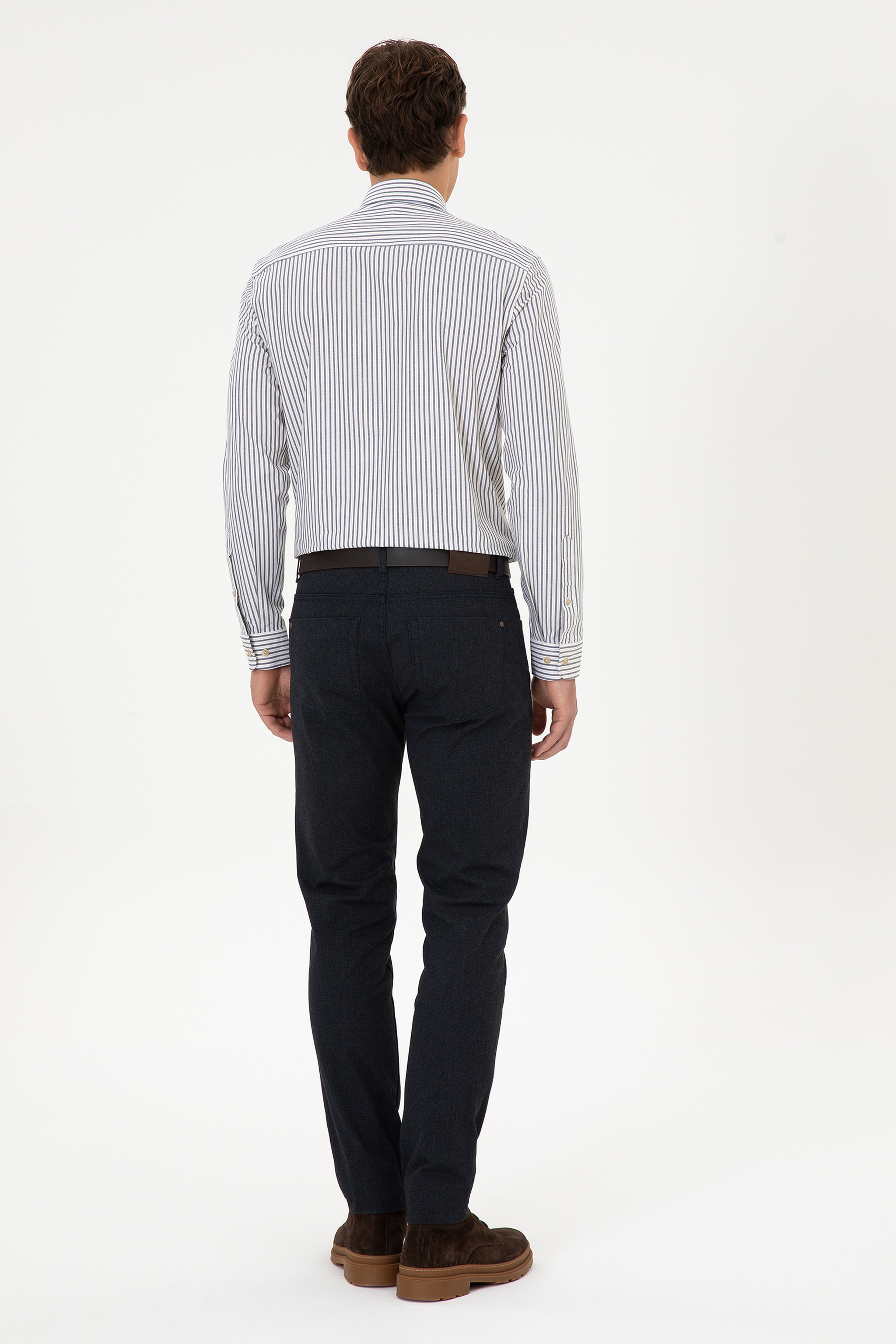 Erkek Lacivert Slim Fit Kanvas / Chino Pantolon