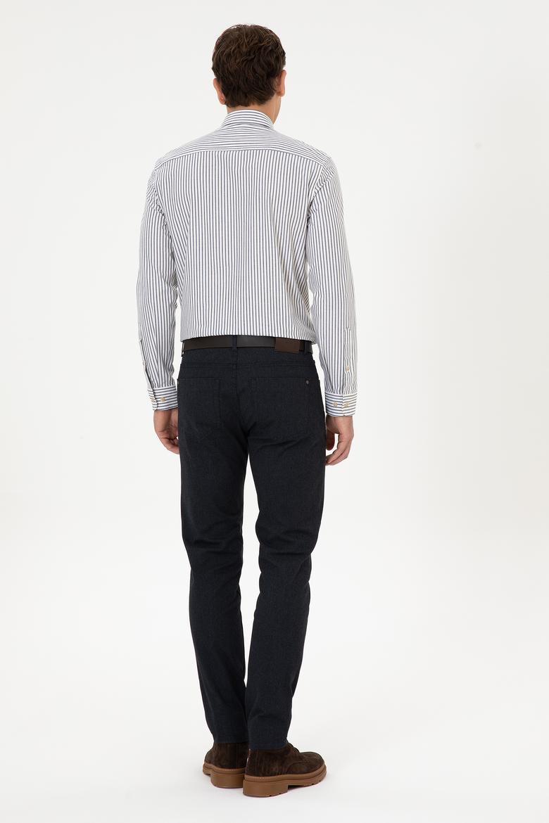 Erkek Lacivert Slim Fit Kanvas / Chino Pantolon - 50311608205